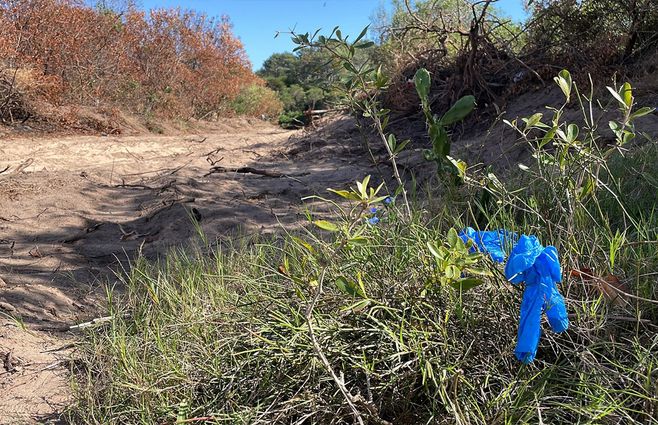 Foto: Paola Botti, Subrayado. La zona donde fueron encontrados los cuerpos, a 100 metros del arroyo El Potrero.