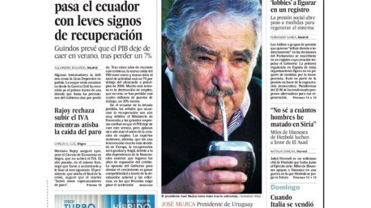 Mujica es tapa en El País de Madrid, con mate y todo