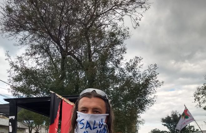 Militante del PIT-CNT en Plaza Lafone.&nbsp;