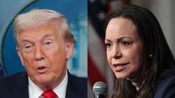 Donald Trump y Corina Machado. Foto: AFP