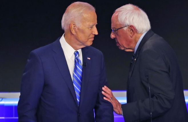 Biden y Saunders, candidatos dem&oacute;cratas. El segundo venci&oacute; al primero en New Hampshire y dio el batacazo&nbsp;