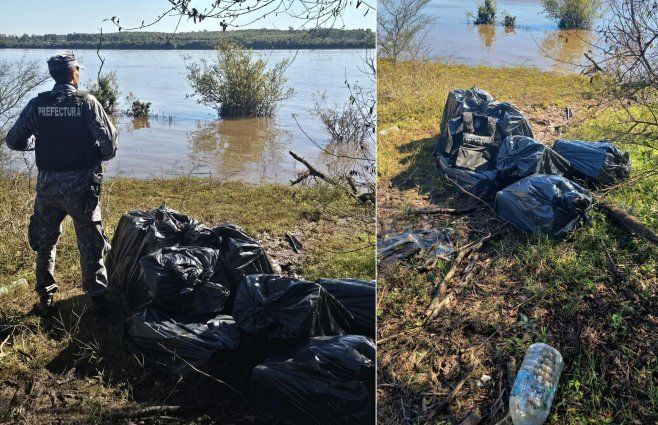 Fotos: Armada Nacional. Incautación de cigarrillos de contrabando en Salto.