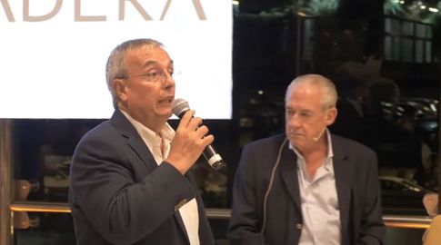 Gustavo Basso y Pablo Carrasco, en una actividad de Conexión Ganadera. Foto: captura de pantalla de video publicado por Conexión Ganadera.