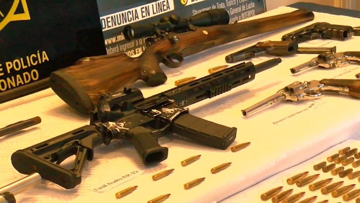 Fusil, rifle, escopetas, revólveres y pistolas escondidas en un descampado cerca de Minas fueron incautadas