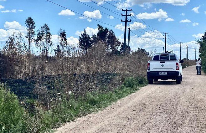 Foto: Marcelo Auyanet, Subrayado. Lugar donde hallan moto de la víctima, cerca de Progreso.