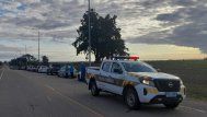 Foto: Policía Caminera. Kilómetros de espera en los puentes internacionales este sábado en la mañana.