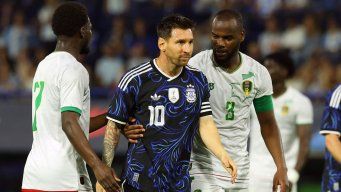 Messi en el amistoso de Argentina con Mauritania en Buenos Aires. Foto: AFP