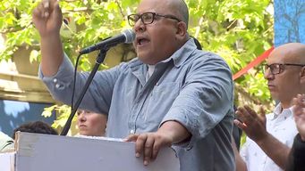 José Olivera, vicepresidente de Fenapes, en el acto del PIT-CNT. Miércoles 16 de octubre. Foto: captura de pantalla.