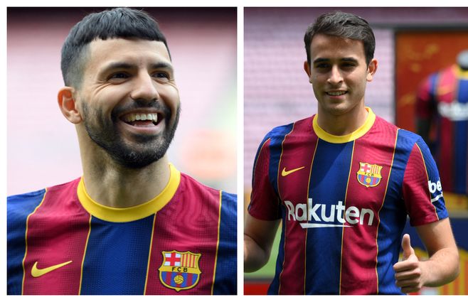 Eric García y Kun Agüero en sus primeras horas en Barcelona FC