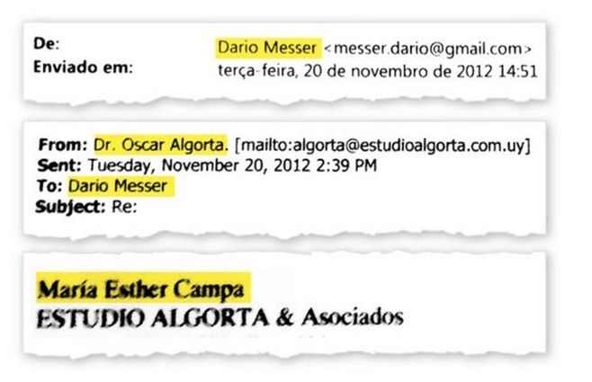 Mail de Messer al estudio Algorta, publicado por el portal de Globo