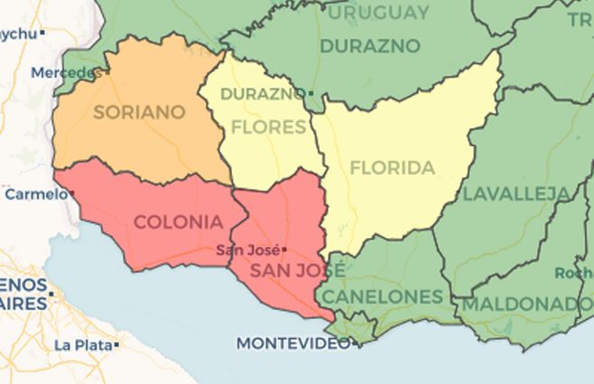 Situación del suministro de energía de UTE, a las 19:00 horas de este domingo.&nbsp;