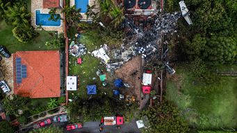 Imagen aérea del lugar donde cayó el avión en Brasil. Foto: AFP