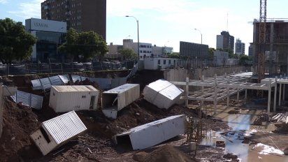 clausuran obras del shopping de malvin por derrumbe de muro de contencion
