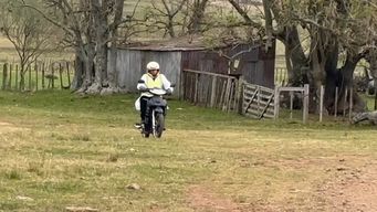 bajo sol, viento o lluvia: el maestro que recorre todos los dias 100 km en moto para ir a su escuela rural