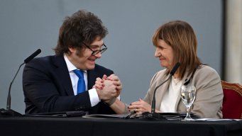 Foto: AFP. Javier Milei y Patricia Bullrich, presidente y ministra de Argentina.