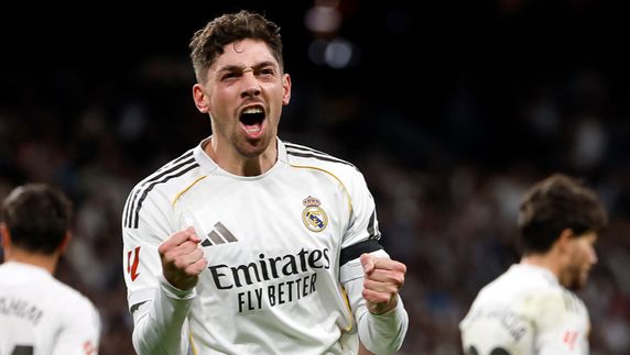 Valverde en el Real Madrid, cuando hizo le los tres goles al City. Foto: AFP