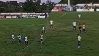 graves incidentes en el futbol de artigas: un jugador agredio al arbitro y afuera del estadio se enfrentaron los hinchas