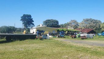 Foto: Eduardo Castro, Subrayado. La vivienda de la víctima, sobre ruta 8, próximo a Empalme Olmos.