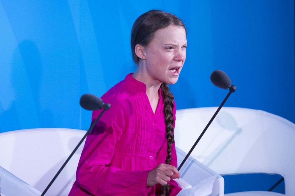 La joven activista Greta Thunberg habla durante la Cumbre de Accción Climática de ONU