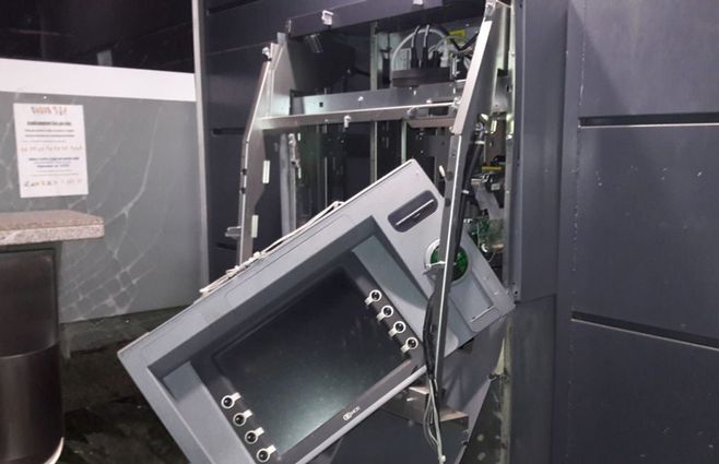 Cajero explotado en La paloma el 1° de junio de 2018.&nbsp;