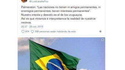 Tuit de Luis Lacalle Pou, precandidato presidencial del Partido Nacional.&nbsp;