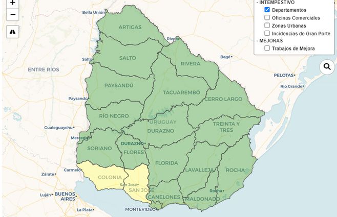 Mapa actualizado a la hora 9:00 de este miércoles.