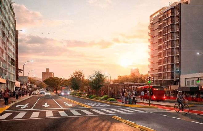 Avenida Italia, vista desde Francisco Simón hacia Bv. José Batlle y Ordóñez.