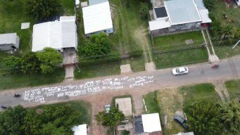 Foto: Subrayado. Imagen aérea del lugar del homicidio en Barrio Norte, Paysandú.