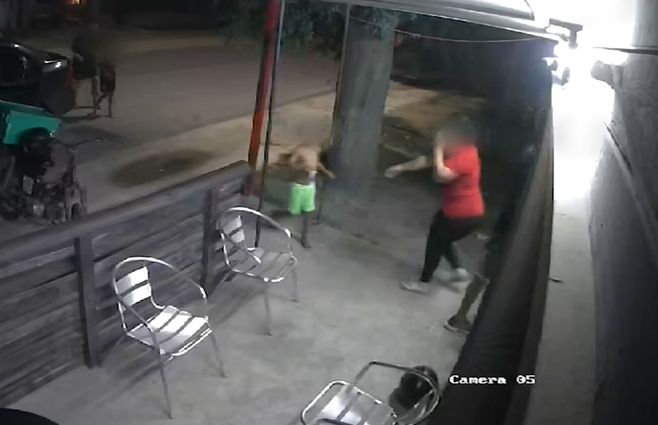 Cámara de la pizzería de Paso Carrasco donde llegaron los niños heridos de bala en Pinar Norte.&nbsp;