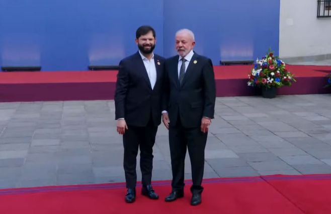 Boric recibe al presidente Lula, de Brasil.