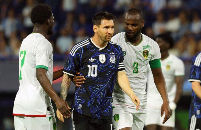 Messi en el amistoso de Argentina con Mauritania en Buenos Aires. Foto: AFP
