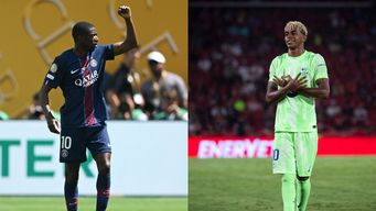 Ousmane Dembélé y Lamine Yamal. Fotos: AFP