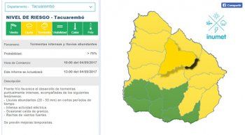 alerta amarilla por tormentas intensas para gran parte del pais
