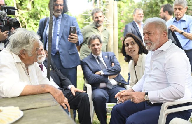 Visita de Lula a Mujica en 2023. Foto: Foco UY