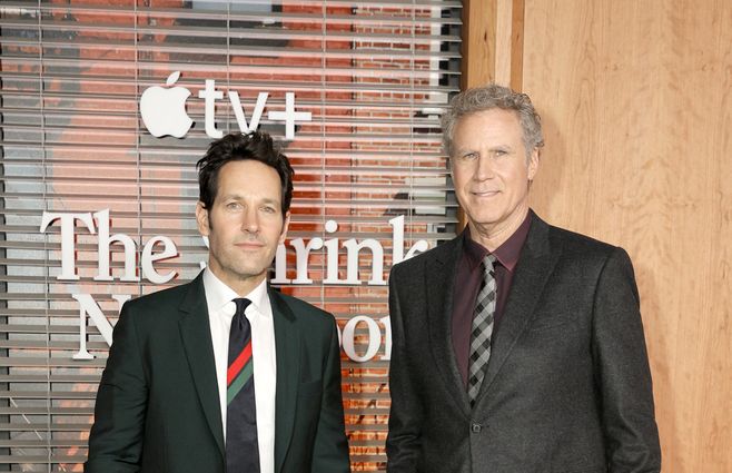 Rudd y Will Ferrell presentando la nueva serie para Apple