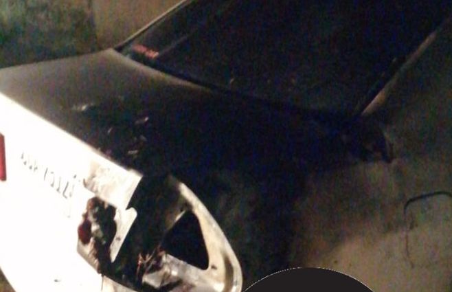 El auto quemado con bomba molotov en Rocha&nbsp;