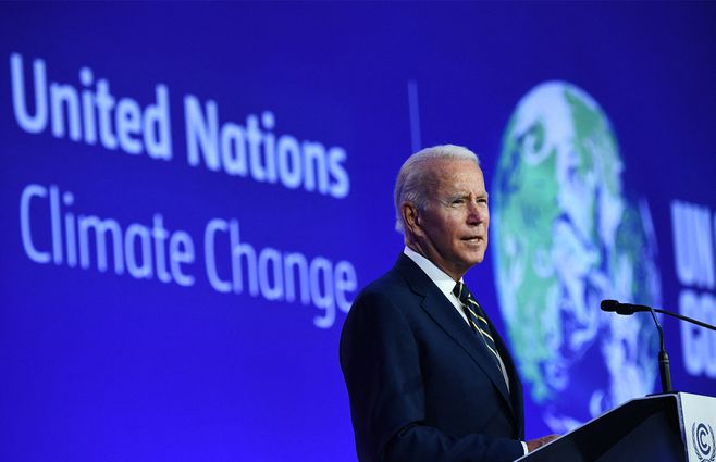 Presidente de EE.UU. Joe Biden en la Cumbre del Clima en Glasgow, Escocia. Foto: AFP.