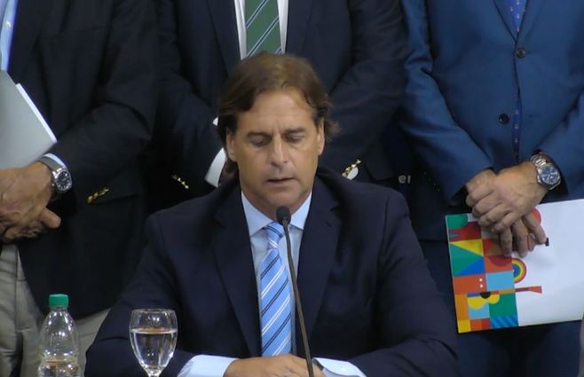 Lacalle Pou en la conferencia de prensa del 13 de marzo de 2020.