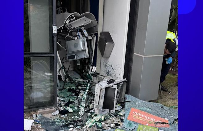 Cajero automático explotado en Carrasco.&nbsp;