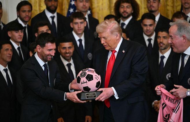 El Inter Miami de Messi visitó a Trump y el presidente elogió a Luis Suárez: Uno de los mejores goleadores de todos los tiempos. Foto: AFP