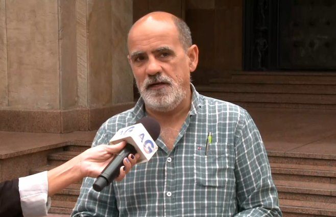 Favio Riverón, presidente de Fuecys; y Andrés Guichón, vocero del SUTS.