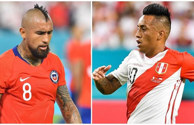 Arturo Vidal y Cristian Cuevas, figuras de la semifinal denominada la Batalla del Pacífico del&nbsp;&nbsp;miércoles 3 de julio en el estadio Arena do Gremio de Porto Alegre