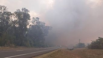 ruta totalmente cortada por incendio en salto: el humo afecta la visibilidad, informo caminera