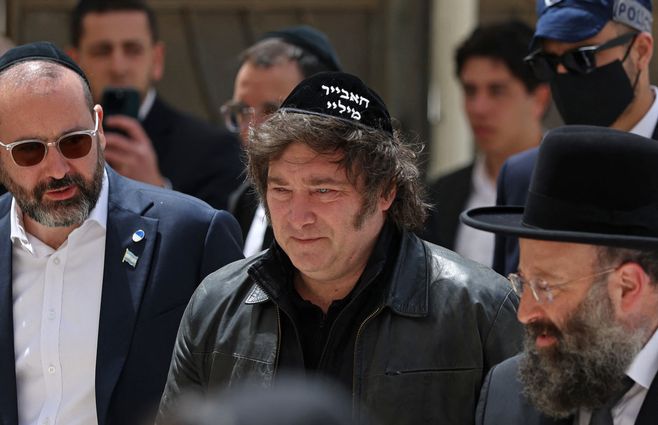 Foto: AFP. Javier Milei, presidente de Argentina, en Israel.
