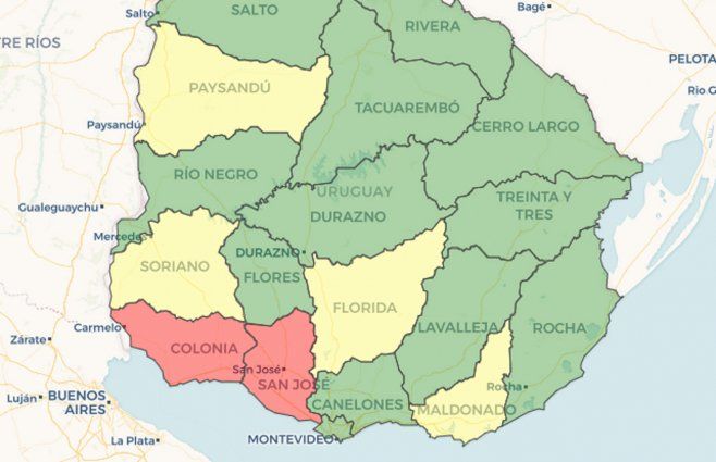 Situación del suministro de energía de UTE, a las 9:00 horas de este lunes. 