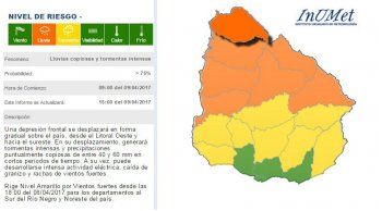 advertencia meteorologica naranja por tormentas para el norte del pais