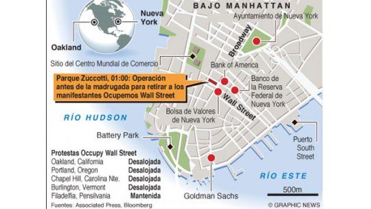 La Policía de Nueva York desalojó indignados