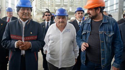 Mujica en la planta de Envidrio, en el PTI del Cerro.&nbsp;