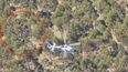 Foto: Fuerza Aérea. Avión accidentado en un monte en Guazuvirá, Canelones.