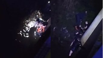 video: policias rescataron a una joven que se tiro a un arroyo desde un puente en melo